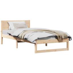 Berkfield Home Bed Frame Natural Solid Wood 80 x 200 cm Minimalist Bed Frame in Beige - thumbnail 3
