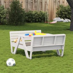 Berkfield Home Picnic Table for Kids White 88x122x58 cm Solid Wood Pine - Size: 88 x 122 x 58 cm - thumbnail 3