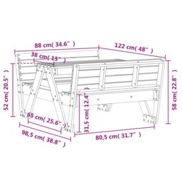 Berkfield Home Picnic Table for Kids White 88x122x58 cm Solid Wood Pine - Size: 88 x 122 x 58 cm - thumbnail 9