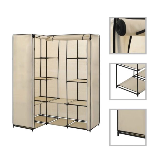 Berkfield Home Corner Wardrobe Cream 130x87x169 cm - Size: 130 x 87 x 169 cm - image 1
