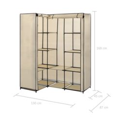 Berkfield Home Corner Wardrobe Cream 130x87x169 cm - Size: 130 x 87 x 169 cm - thumbnail 6