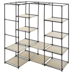 Berkfield Home Corner Wardrobe Cream 130x87x169 cm - Size: 130 x 87 x 169 cm - thumbnail 4