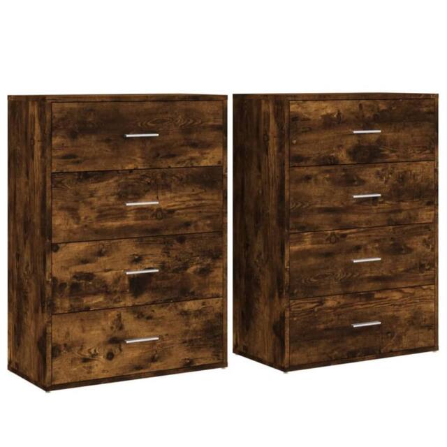 Berkfield Home Sideboards 2 pcs Smoked Oak 60x31x84 cm Engineered Wood in Brown - Size: 60 x 31 x 84 cm - image 1
