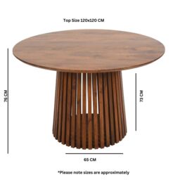 IH Design Carney Mango Wood Round Dining Table 4 To 6 Seater in Brown - thumbnail 4