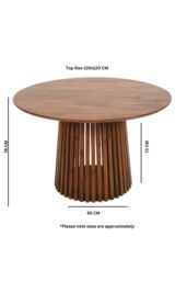 IH Design Carney Mango Wood Round Dining Table 4 To 6 Seater in Brown - thumbnail 5