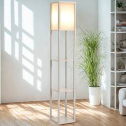 FURNOS Modern Dimmable Floor Lamp For Living Room With 3 Shelves in White - thumbnail 5