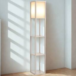 FURNOS Modern Dimmable Floor Lamp For Living Room With 3 Shelves in White - thumbnail 4