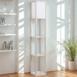 FURNOS Modern Dimmable Floor Lamp For Living Room With 3 Shelves in White - thumbnail 1