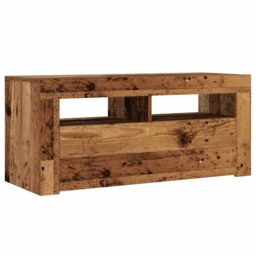 Berkfield Home TV Cabinet with LED Lights Old Wood 90x35x40 cm Engineered Wood - Size: 90 x 35 x 40 cm - thumbnail 6