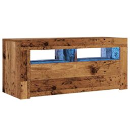 Berkfield Home TV Cabinet with LED Lights Old Wood 90x35x40 cm Engineered Wood - Size: 90 x 35 x 40 cm - thumbnail 3