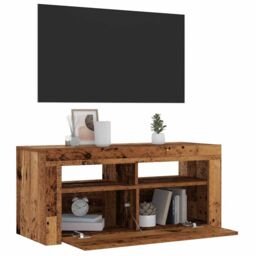 Berkfield Home TV Cabinet with LED Lights Old Wood 90x35x40 cm Engineered Wood - Size: 90 x 35 x 40 cm - thumbnail 5