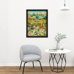 "Artery8 Wall Art Print Hieronymus Bosch Garden Earthly Delights Painting Large Framed Wall Décor Art in White - Size: W18"" x H24""" - thumbnail 2