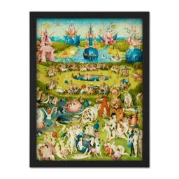 "Artery8 Wall Art Print Hieronymus Bosch Garden Earthly Delights Painting Large Framed Wall Décor Art in White - Size: W18"" x H24""" - thumbnail 1