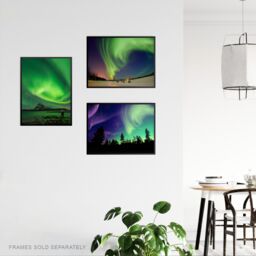 Artery8 Wall Art Print Northern Lights Norway In Winter Set Of 3 s Living Room Bedroom Aesthetic Aurora Borealis A4 - thumbnail 3