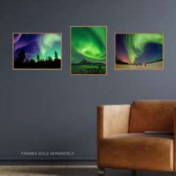 Artery8 Wall Art Print Northern Lights Norway In Winter Set Of 3 s Living Room Bedroom Aesthetic Aurora Borealis A4 - thumbnail 2