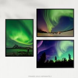 Artery8 Wall Art Print Northern Lights Norway In Winter Set Of 3 s Living Room Bedroom Aesthetic Aurora Borealis A4 - thumbnail 5