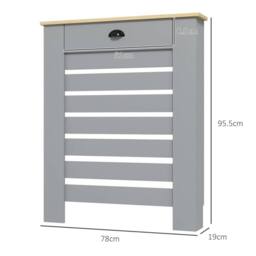 Nordara Radiator Cover with Drawer, Horizontal Slat, 78cm, Grey - thumbnail 2