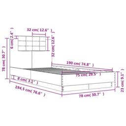 Berkfield Home Soft Bed Frame without Mattress Sonoma Oak 75x190 cm Small Single in Light Oak - thumbnail 9