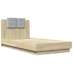 Berkfield Home Soft Bed Frame without Mattress Sonoma Oak 75x190 cm Small Single in Light Oak - thumbnail 1