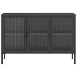 Berkfield Home Sideboard Black 105x35x70 cm Glass & Steel - Size: 105 x 35 x 70 cm - thumbnail 5