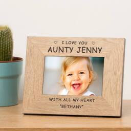Uniqueful Personalised I or WE LOVE YOU Wood Picture Frame 6 x 4 Mothers Day Mum in Brown - thumbnail 5