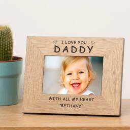 Uniqueful Personalised I or WE LOVE YOU Wood Picture Frame 6 x 4 Mothers Day Mum in Brown - thumbnail 3