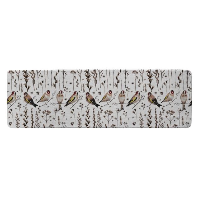 Benjamin Tate Design Goldfinches & Autumn Dry Plants Runner Rug in Natural - Size: 67 cm x 230 cm - image 1