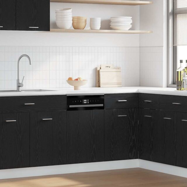 Berkfield Home Dishwasher Panel Lyon Black Oak 45x1.5x67 cm Engineered Wood - image 1
