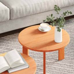Berkfield Home Modern Coffee Table Set 2 pcs Wax brown 47.5 x 47.5 x 27 cm - thumbnail 4
