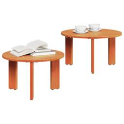 Berkfield Home Modern Coffee Table Set 2 pcs Wax brown 47.5 x 47.5 x 27 cm - thumbnail 1