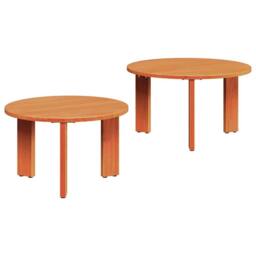 Berkfield Home Modern Coffee Table Set 2 pcs Wax brown 47.5 x 47.5 x 27 cm - thumbnail 3