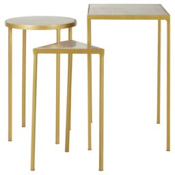 Orsina Conspicuous Unique Set Of 3 Nesting Side Tables, Brass Finish Bedside Tables For Decor, Small Metal Tables in Gold