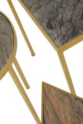 Orsina Conspicuous Unique Set Of 3 Nesting Side Tables, Brass Finish Bedside Tables For Decor, Small Metal Tables in Gold - thumbnail 3