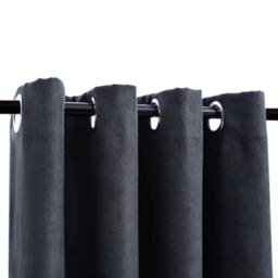 Berkfield Home Elegant Blackout Curtains with Metal Rings 2 pcs Anthracite 140x175 cm in Dark Grey - thumbnail 1