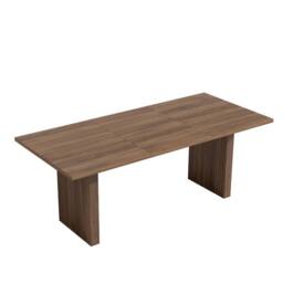 Merax Walnut 6 To 8 Seater Extending Dining Table with Fluted Pedestal Legs - thumbnail 6