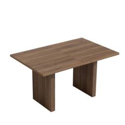 Merax Walnut 6 To 8 Seater Extending Dining Table with Fluted Pedestal Legs - thumbnail 7