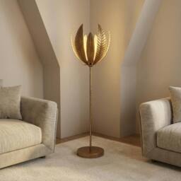Garden Greatness Botanica Gold Leaf Standing Lamp in Beige