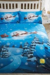 Bedlam 'Santa Glow In The Dark' Christmas Kids Duvet Cover Set - Size: Double - thumbnail 1