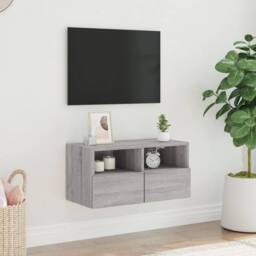 Berkfield Home TV Wall Cabinet Grey Sonoma 60x30x30 cm Engineered Wood - Size: 60 x 30 x 30 cm - thumbnail 3