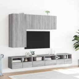 Berkfield Home TV Wall Cabinet Grey Sonoma 60x30x30 cm Engineered Wood - Size: 60 x 30 x 30 cm - thumbnail 4