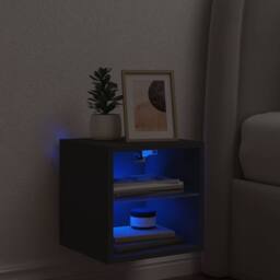 Berkfield Home TV Wall Cabinet with LED Lights Black 30x28.5x30 cm - thumbnail 1