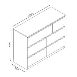 LUXURY LIFE Olivia Gloss Chest of Drawers 7 Drawer Merchant in White - thumbnail 2
