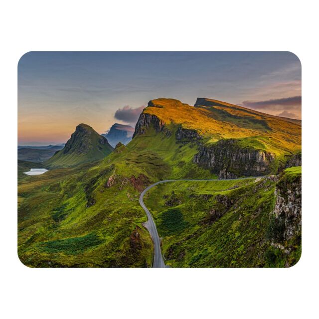 Benjamin Tate Design Panorama of Quiraing mountains sunset at Isle of Skye, Scottish highlands Designer Blanket in Natural - Size: 120 cm x 150 cm - image 1