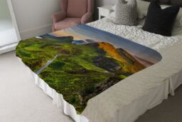 Benjamin Tate Design Panorama of Quiraing mountains sunset at Isle of Skye, Scottish highlands Designer Blanket in Natural - Size: 120 cm x 150 cm - thumbnail 4
