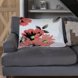 Benjamin Tate Design Pink Flowers Blanket in Natural - Size: 120 cm x 150 cm - thumbnail 2