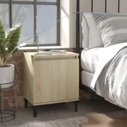 Berkfield Home Bed Cabinet with Metal Legs Sonoma Oak 40x30x50 cm in Brown - Size: 40 x 30 x 50 cm - thumbnail 1