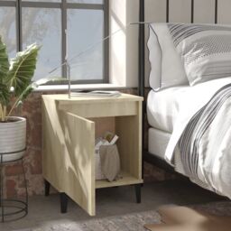 Berkfield Home Bed Cabinet with Metal Legs Sonoma Oak 40x30x50 cm in Brown - Size: 40 x 30 x 50 cm - thumbnail 3