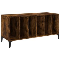 Berkfield Home Record Cabinet Smoked Oak 100x38x48 cm Engineered Wood in Brown - Size: 100 x 38 x 48 cm - thumbnail 2