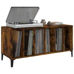 Berkfield Home Record Cabinet Smoked Oak 100x38x48 cm Engineered Wood in Brown - Size: 100 x 38 x 48 cm - thumbnail 4