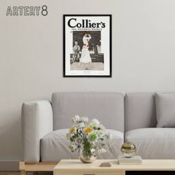 "Artery8 Woman Golfer First Tee Vintage Magazine Framed Canvas Wall Art Print in White - Size: W12"" x H16""" - thumbnail 3